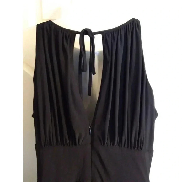 R & M Richards Formal Dress Black Sequined Waist Sleeveless Peephole Slit Sz 12 - Picture 8 of 11